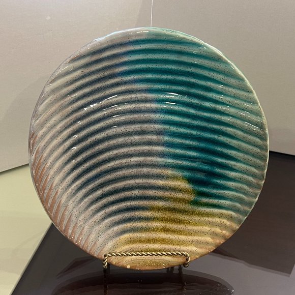 Japanese Hand Made Ceramic Decorative Plate with Metal Stand! - Picture 1 of 6